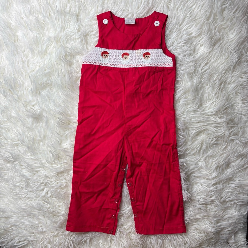 Red Christmas Santa boys romper Overalls size 3-6 months
